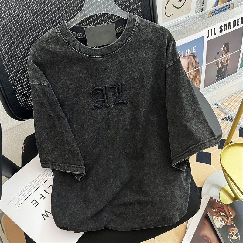 Embroidery Cotton Shirt - Camiseta clásica con bordado de letras