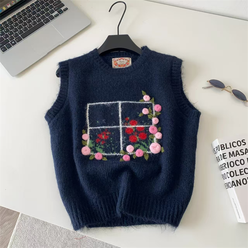 Chaleco de punto con bordado f - Embroidery Rose reseña y precio