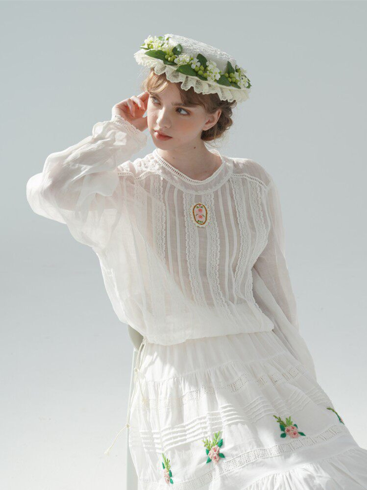 Blusa Blanca Delgada de Ramio  - Embroidery Rose reseña y precio