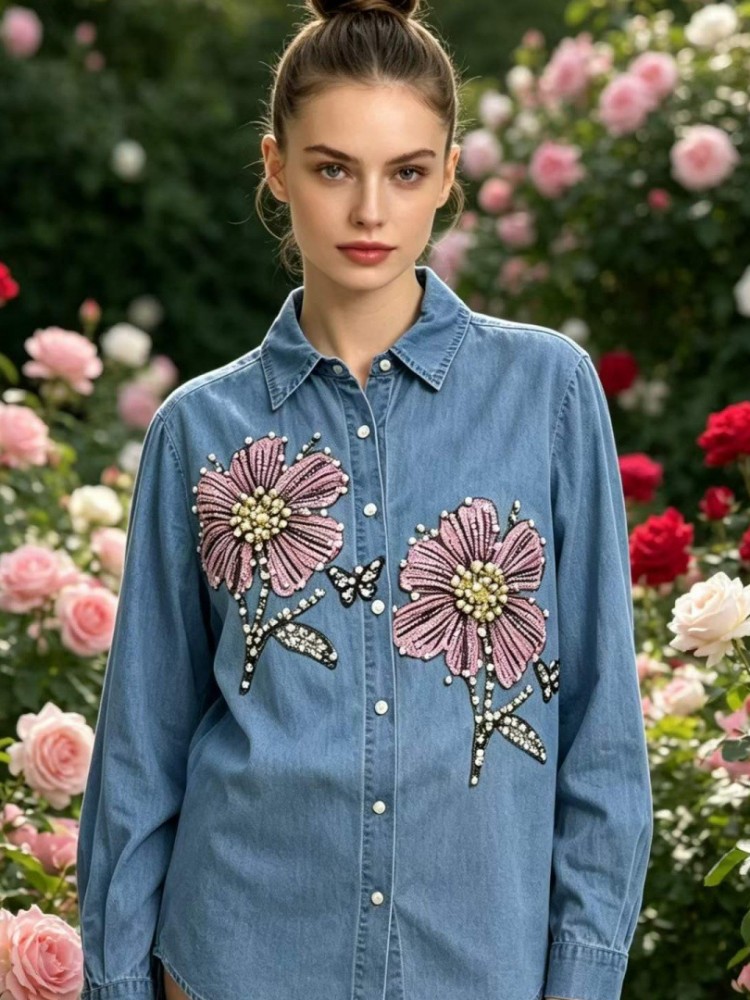 Blusas de Mezclilla Bordadas p - Embroidery Cotton Shirt reseña y precio