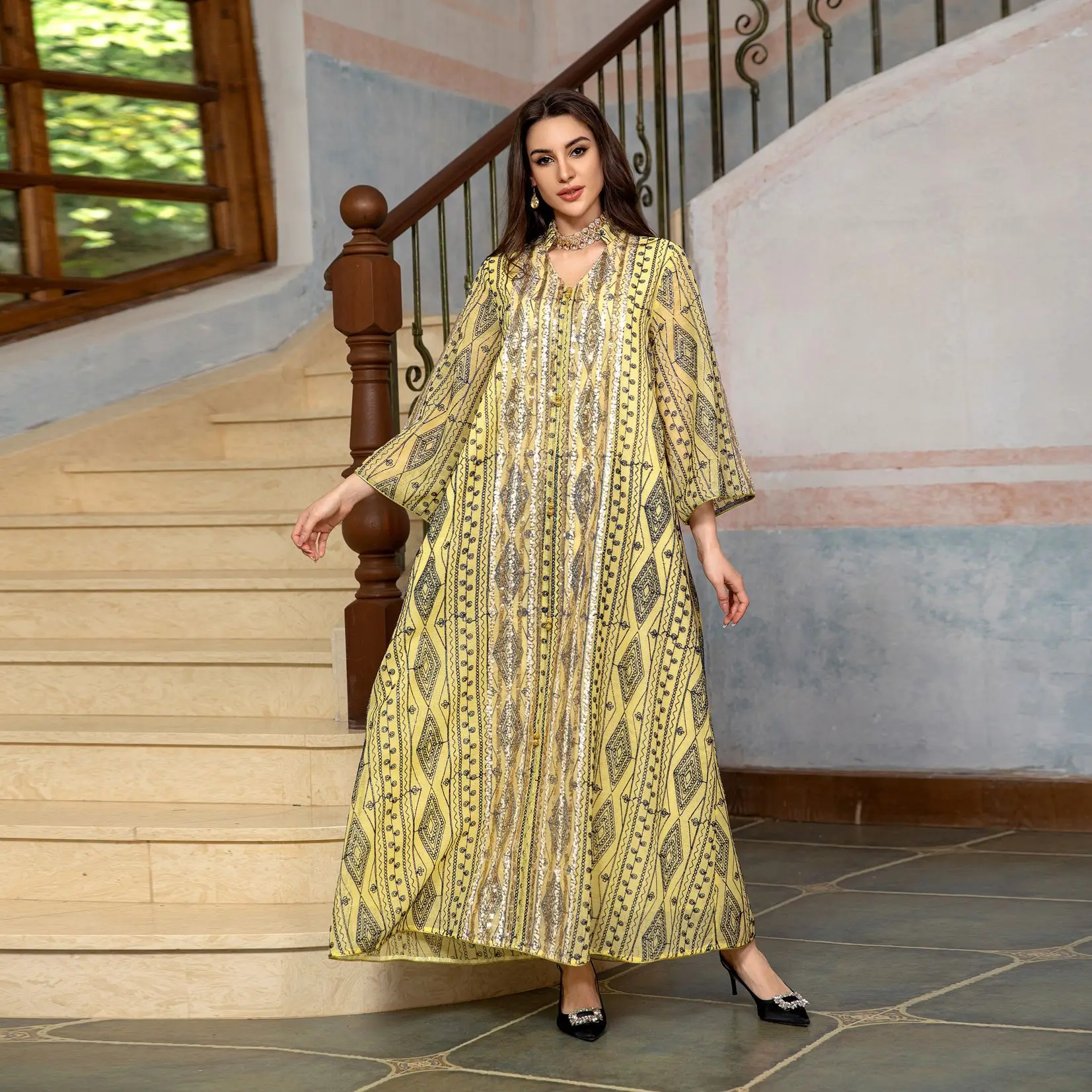 Eid Abaya bordado lentejuelas  - Embroidery Kebaya reseña y precio